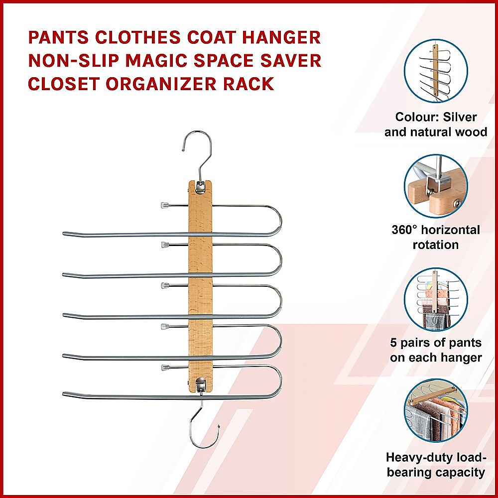 Pants Clothes Coat Hanger Non-slip Magic Space Saver Closet Organizer Rack