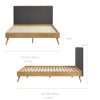 Natural Oak Ensemble Bed Frame Wooden Slat Fabric Headboard – DOUBLE