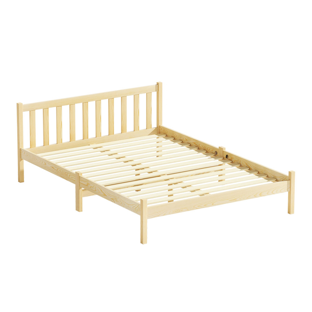 Artiss Bed Frame Wooden Bed Base Pine Timber Mattress Foundation – Oak, DOUBLE