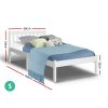 Artiss Bed Frame Wooden Bed Base Pine Timber Mattress Foundation – White, SINGLE