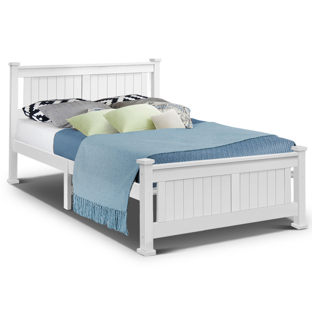 Wooden Bed Frame – White – DOUBLE