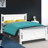 Wooden Bed Frame – White – QUEEN
