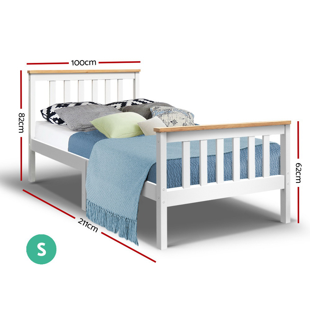 Artiss Wooden Bed Frame PONY Timber Mattress Base Bedroom Kids – SINGLE