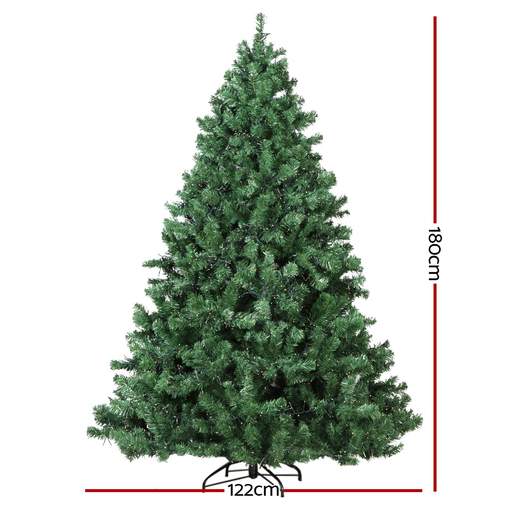 Jingle Jollys Christmas Tree Xmas Tree with LED Lights Warm White – 6ft – 1980 LED