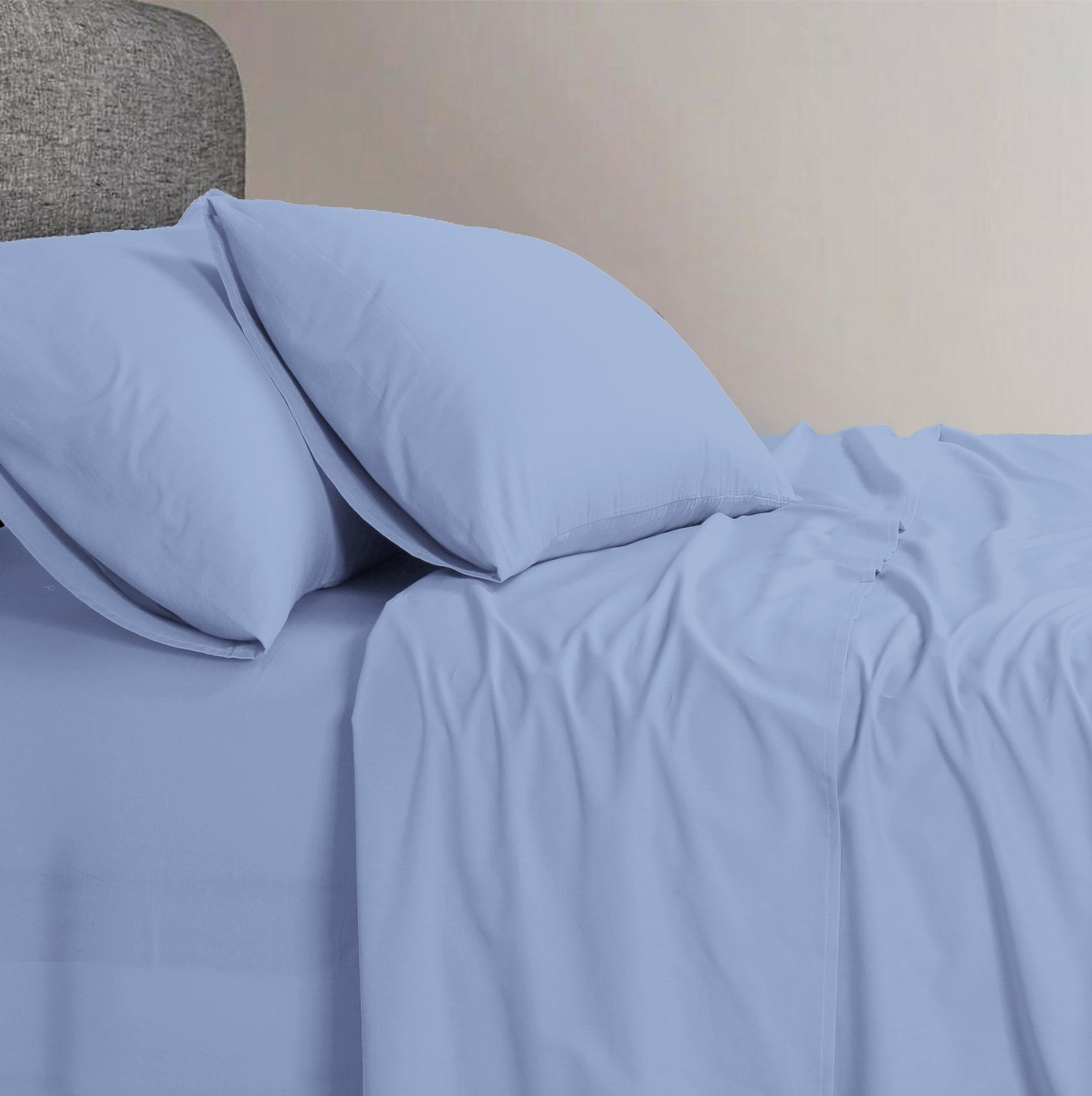 Elan Linen 1200TC Organic Cotton Sky Blue Bed Sheet Set – KING SINGLE