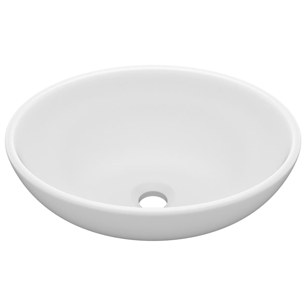 Luxury Basin Oval-shaped Matt White 40×33 cm Ceramic