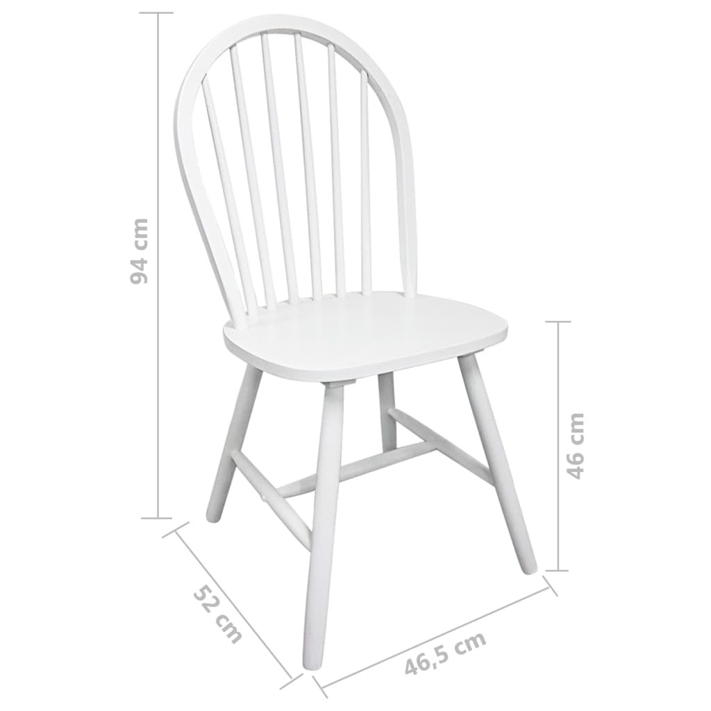 Dining Chairs 2 pcs White Solid Rubber Wood