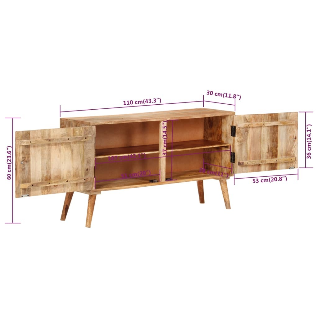 Sideboard Solid Mango Wood 110x30x60 cm