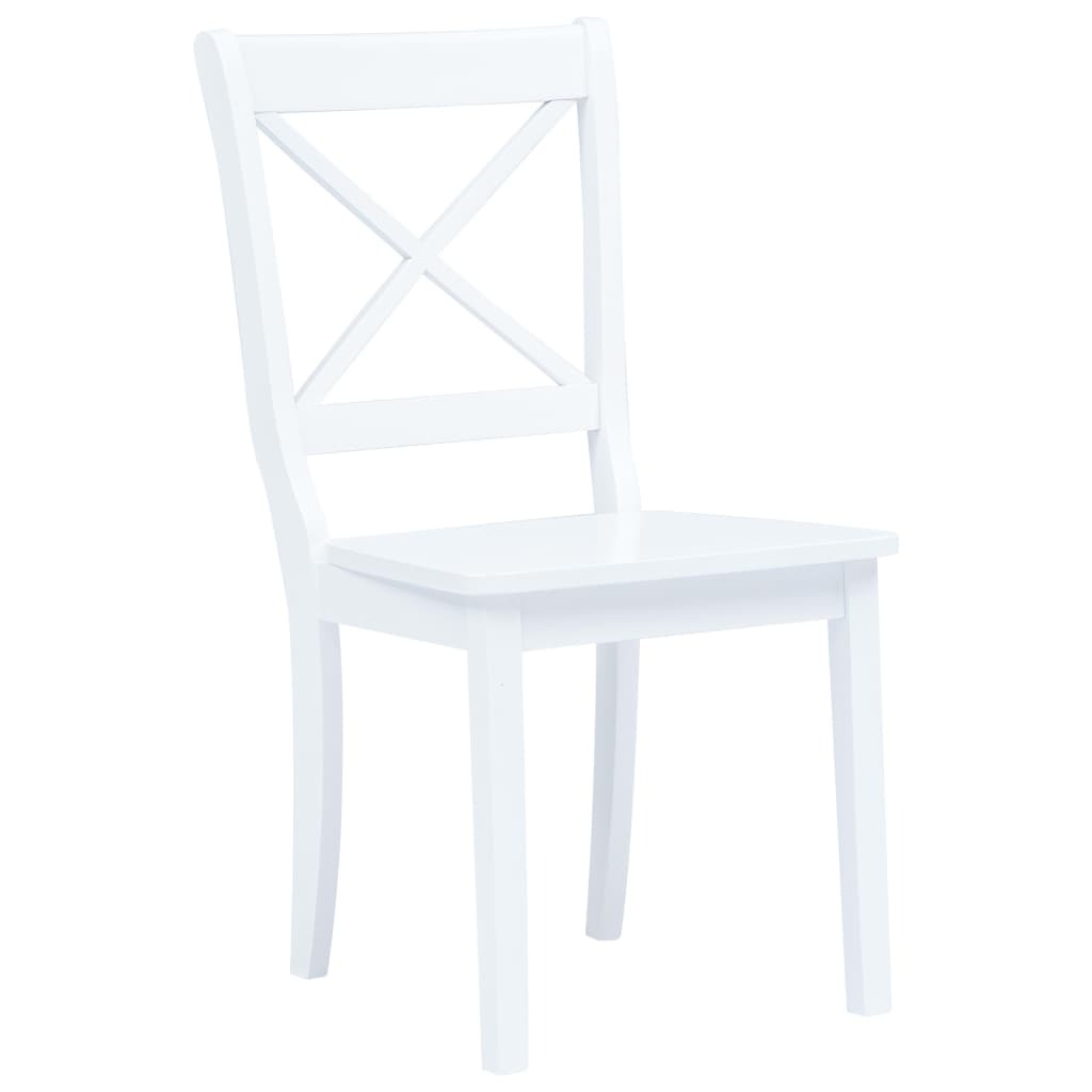 Dining Chairs 2 pcs White Solid Rubber Wood