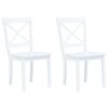 Dining Chairs 2 pcs White Solid Rubber Wood