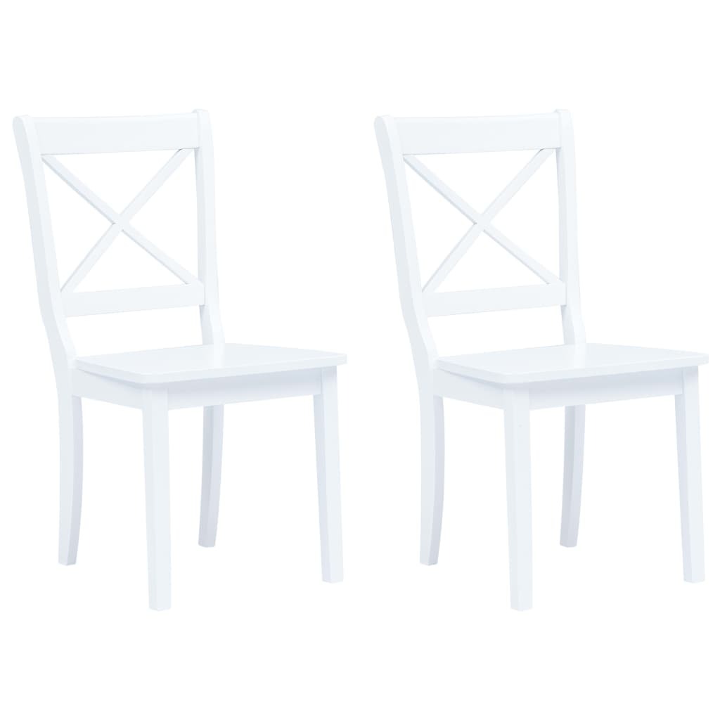 Dining Chairs 2 pcs White Solid Rubber Wood