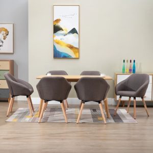 Dining Chairs 6 pcs Taupe Fabric