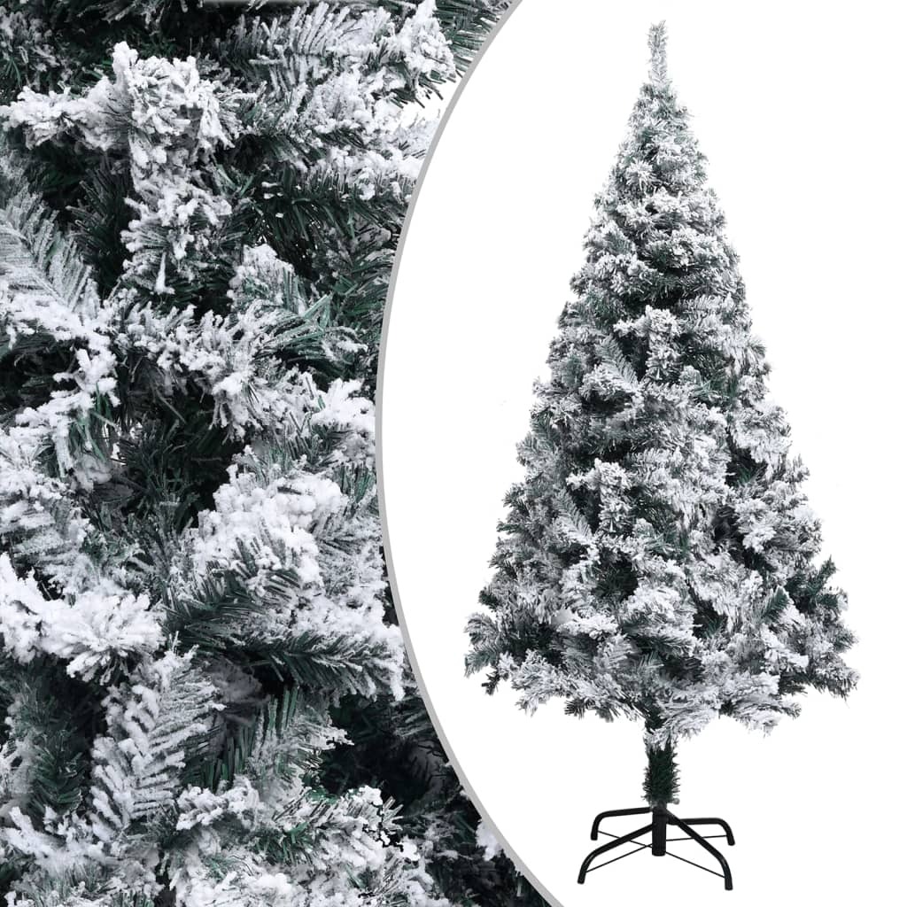 Artificial Christmas Tree with LEDs&Flocked Snow Green 150 cm