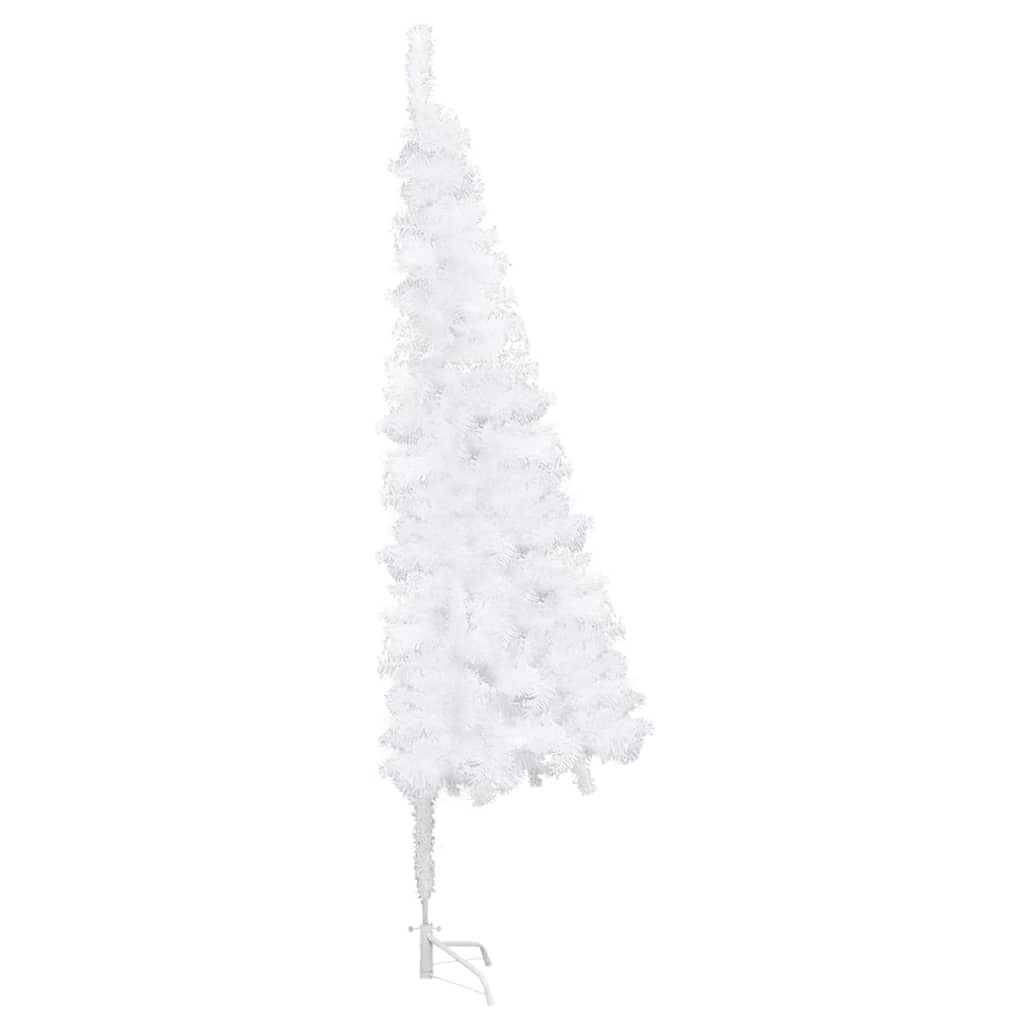 Corner Artificial Christmas Tree with LEDs White 210 cm PVC
