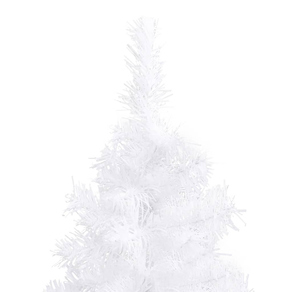 Corner Artificial Christmas Tree with LEDs White 210 cm PVC