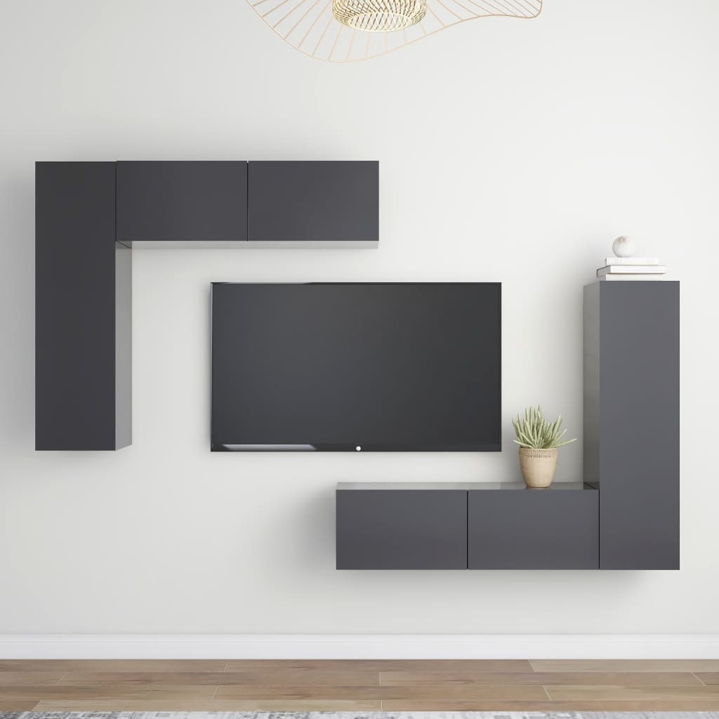 Stoneham 4 Piece TV Cabinet Set Grey Engineered Wood
