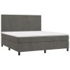 Box Spring Bed with Mattress Dark Grey 152×203 cm Queen Velvet