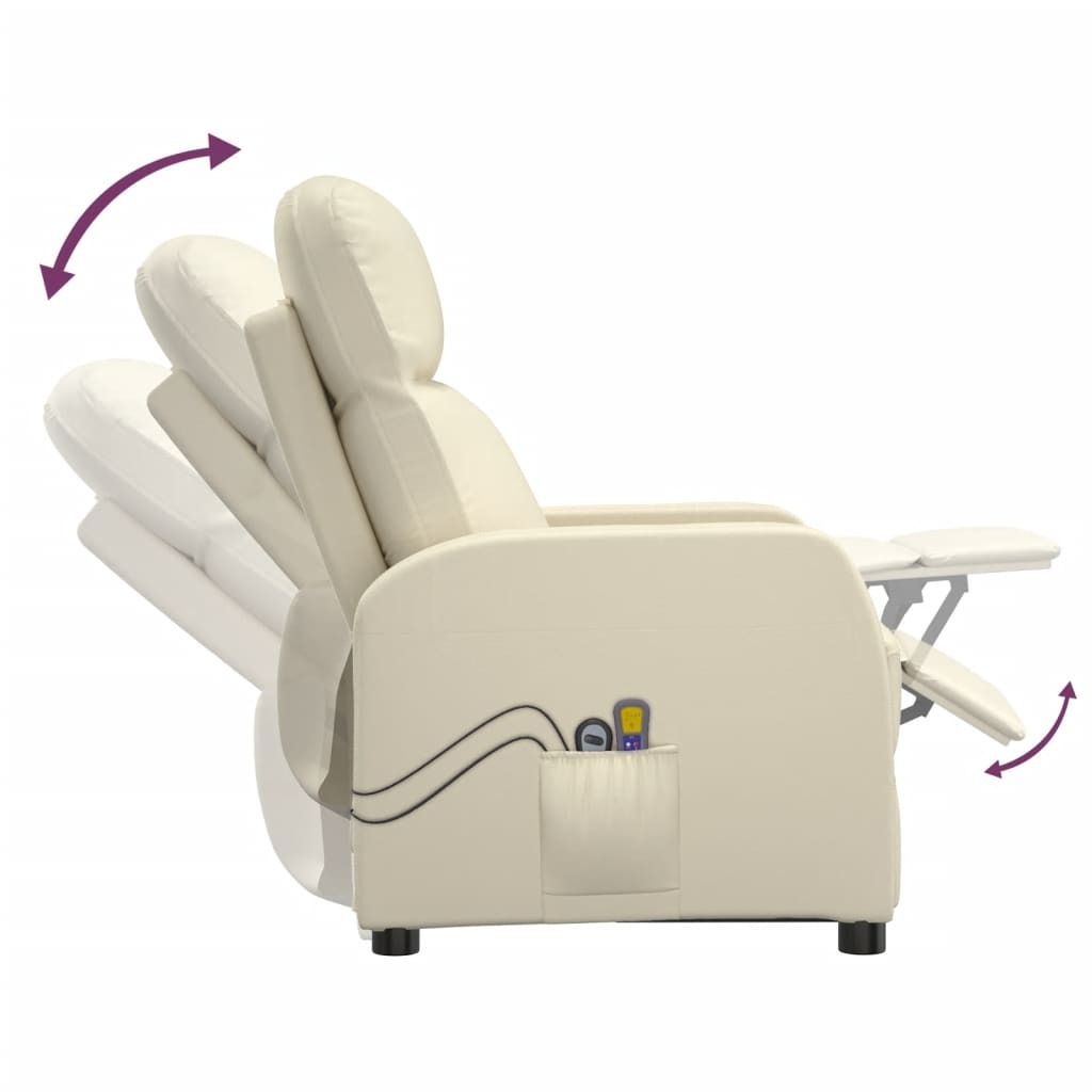 Stand up Massage Reclining Chair Cream Faux Leather