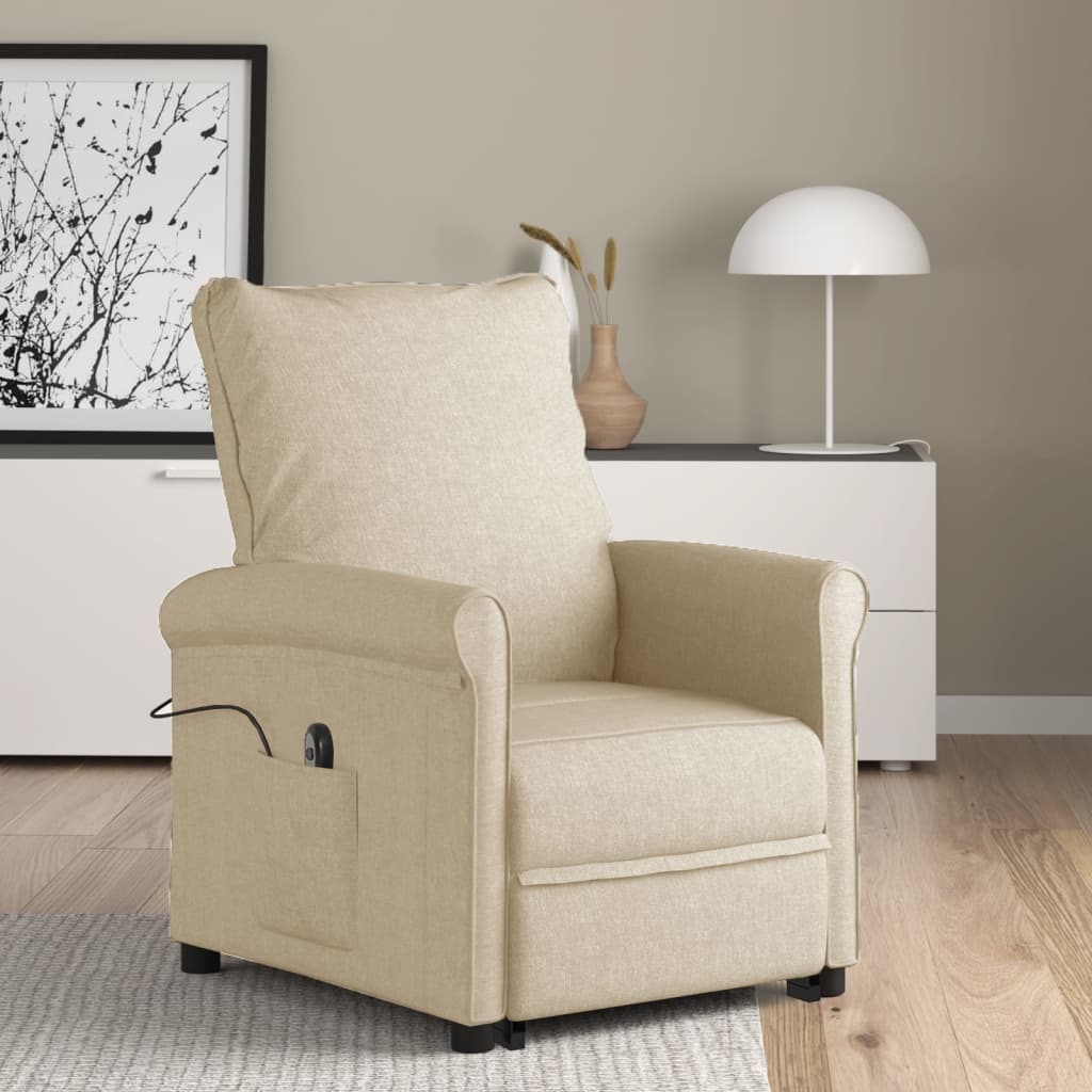 Stand up Recliner Chair Cream Fabric