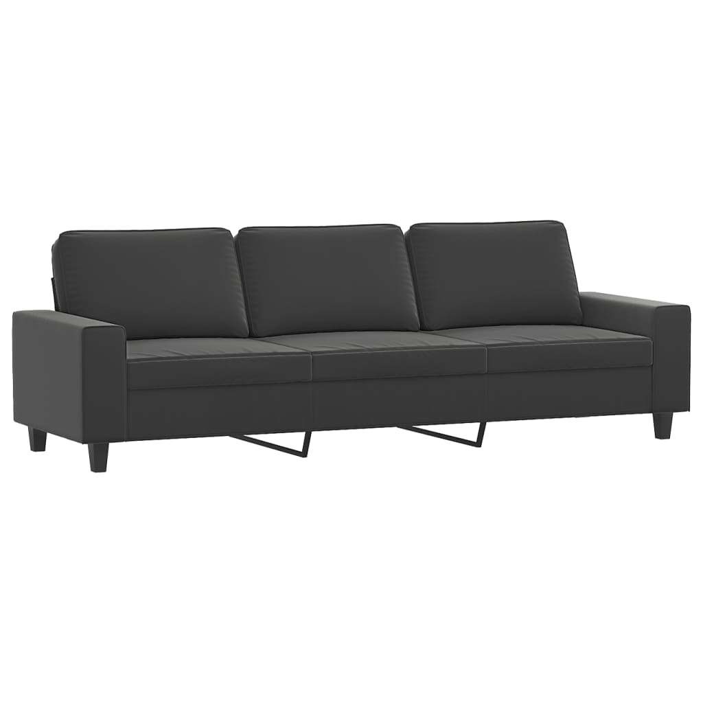 Dominguez 3-Seater Sofa with Footstool Dark Grey 210 cm Microfibre Fabric
