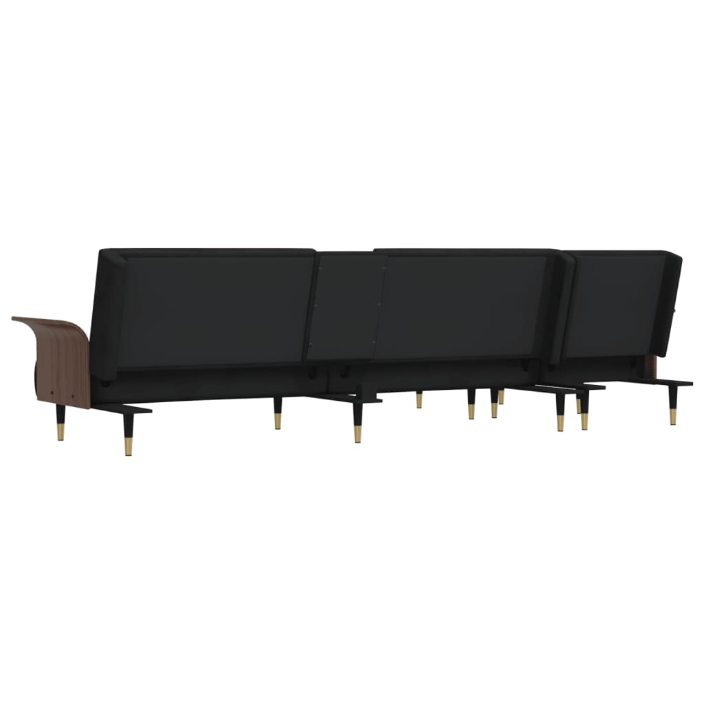 L-shaped Sofa Black 279x140x70 cm Velvet