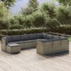 11 Piece Garden Lounge Set with Cushions Grey Poly Rattan
