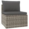 6 Piece Garden Lounge Set with Cushions Grey Poly Rattan
