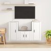 3 Piece TV Cabinet Set White Engineered Wood