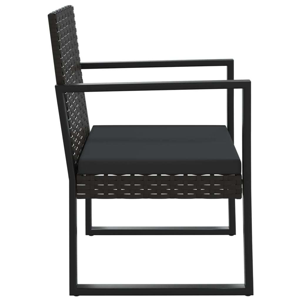 3 Piece Garden Lounge Set with Cushions Black Poly Rattan