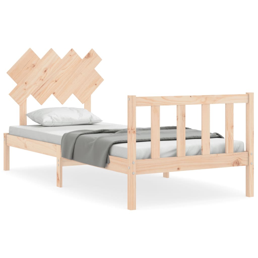 Bed Frame with Headboard 92×187 cm Single Solid Wood