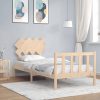 Bed Frame with Headboard 92×187 cm Single Solid Wood