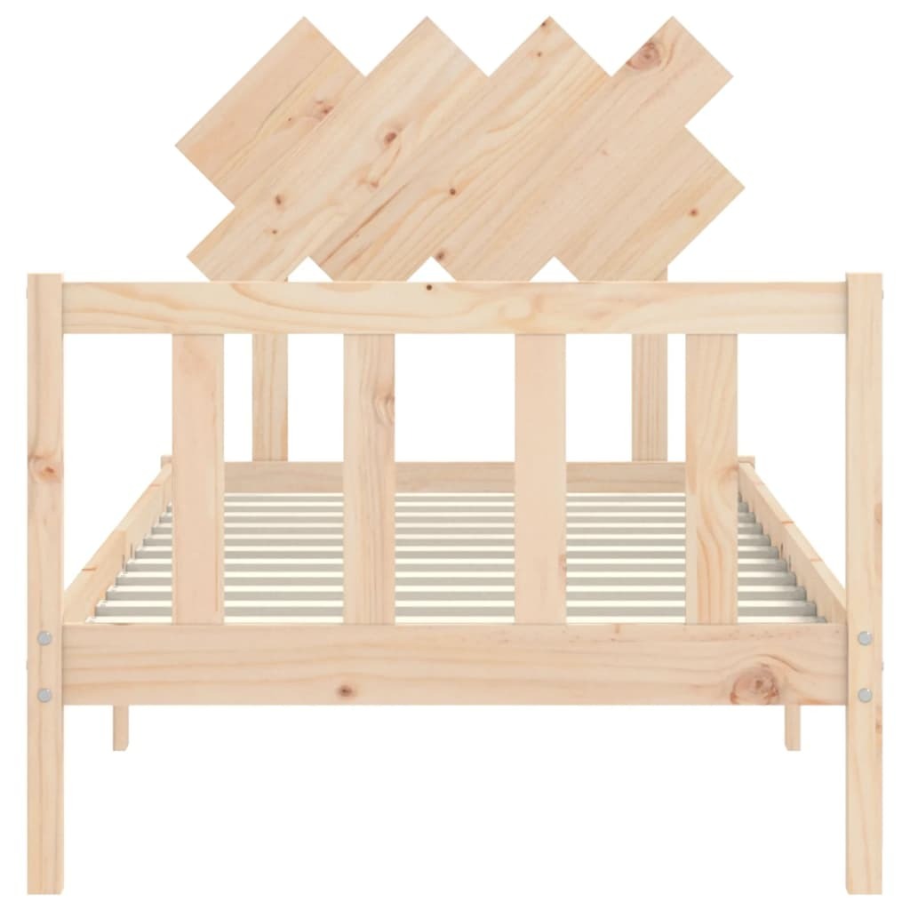 Bed Frame with Headboard 92×187 cm Single Solid Wood