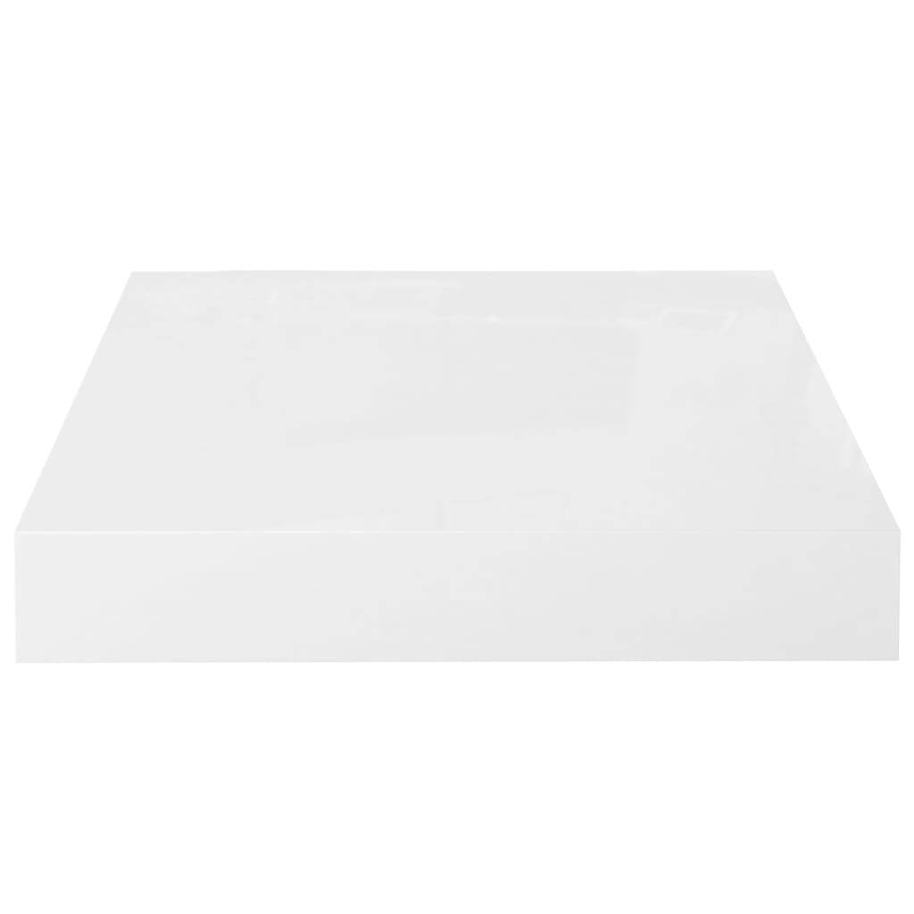 Floating Wall Shelves 2 pcs High Gloss White 23×23.5×3.8 cm MDF