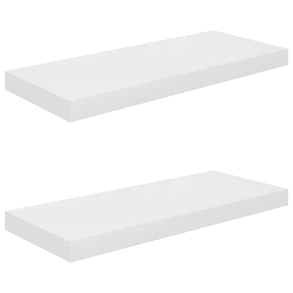 Floating Wall Shelves 2 pcs High Gloss White 60×23.5×3.8 cm MDF