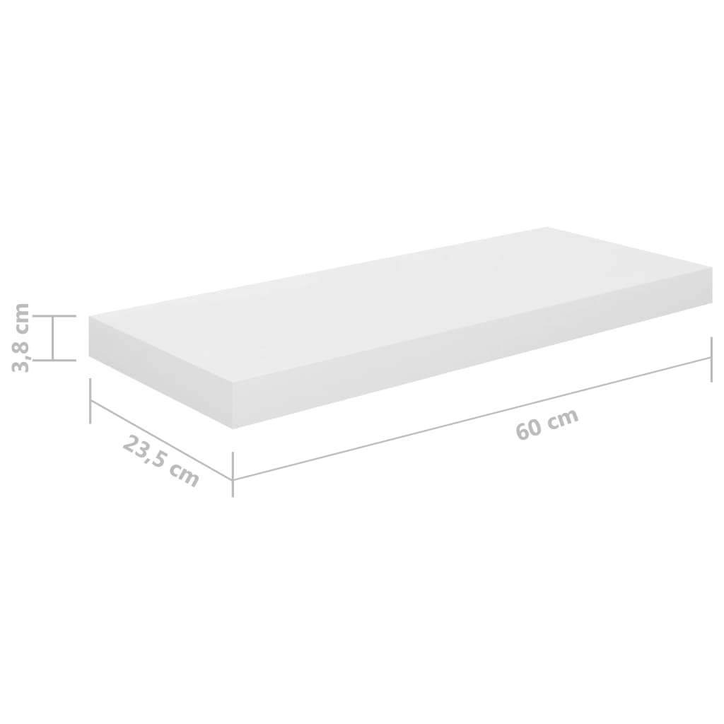Floating Wall Shelves 4 pcs High Gloss White 60×23.5×3.8 cm MDF