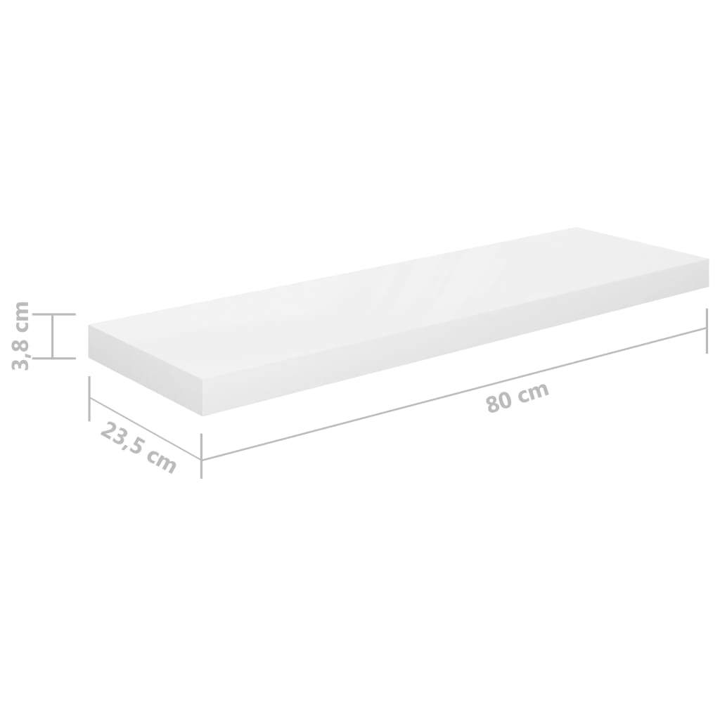 Floating Wall Shelves 4 pcs High Gloss White 80×23.5×3.8 cm MDF