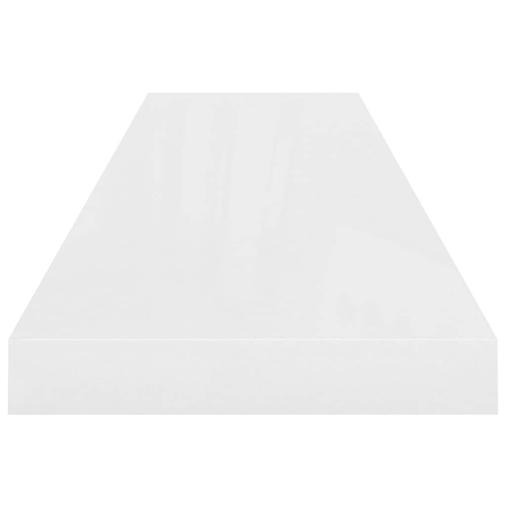 Floating Wall Shelves 2 pcs High Gloss White 90×23.5×3.8 cm MDF