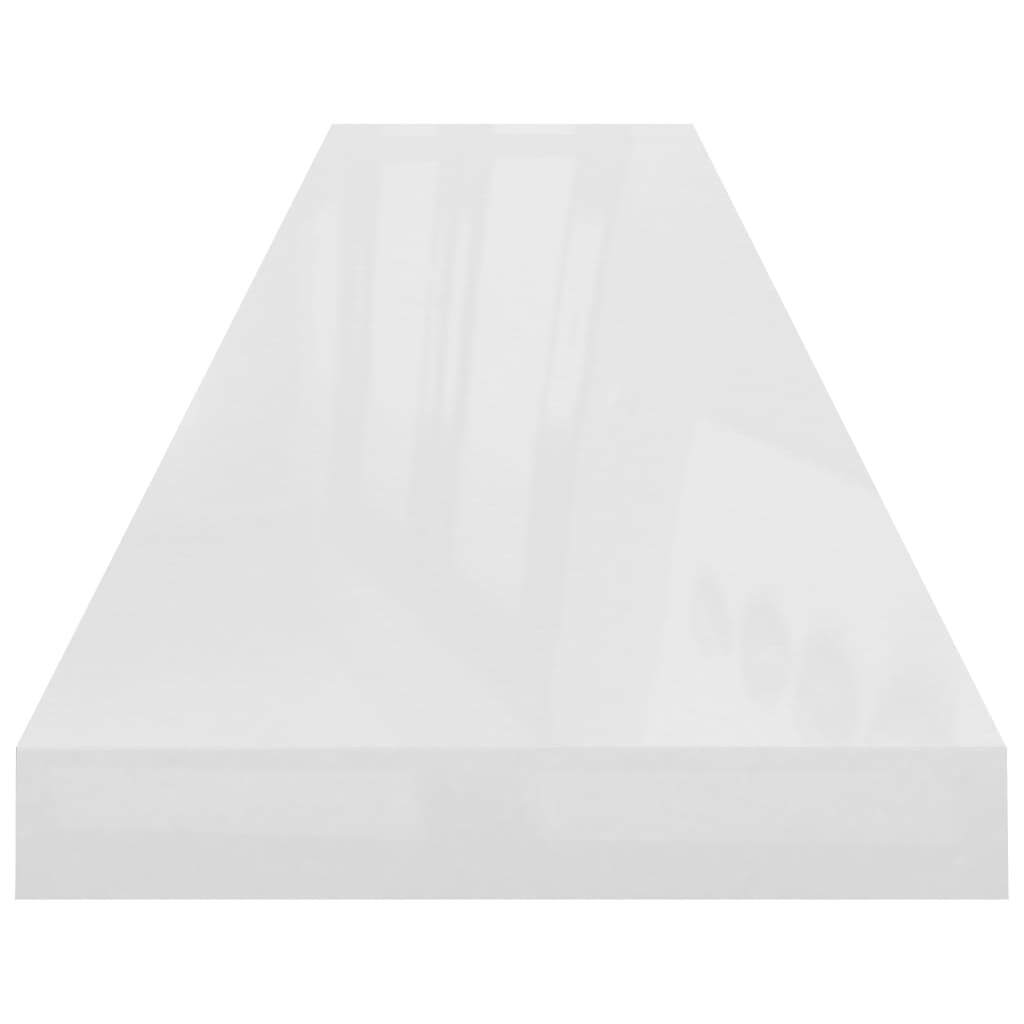 Floating Wall Shelves 2 pcs High Gloss White 120×23.5×3.8 cm MDF