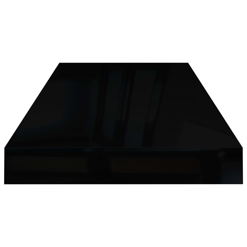 Floating Wall Shelves 2 pcs High Gloss Black 60×23.5×3.8 cm MDF