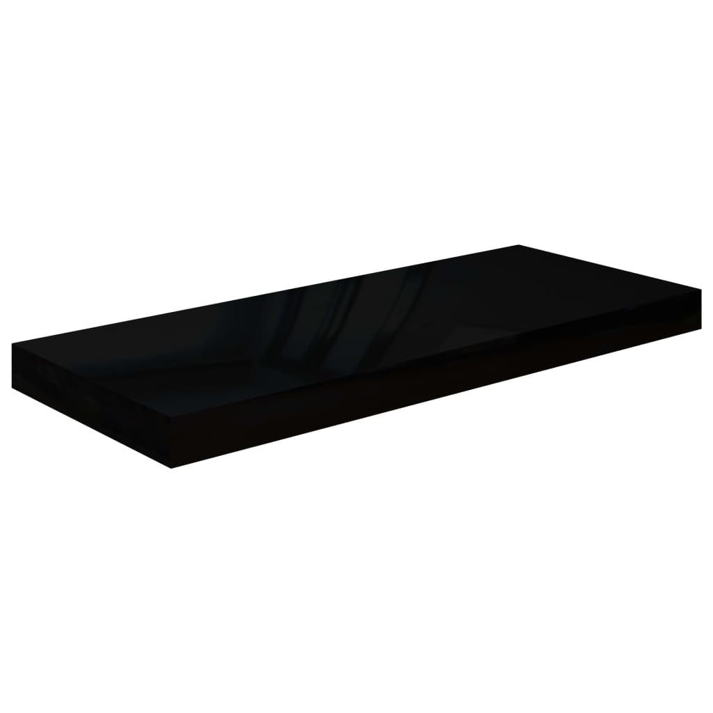 Floating Wall Shelves 4 pcs High Gloss Black 60×23.5×3.8 cm MDF