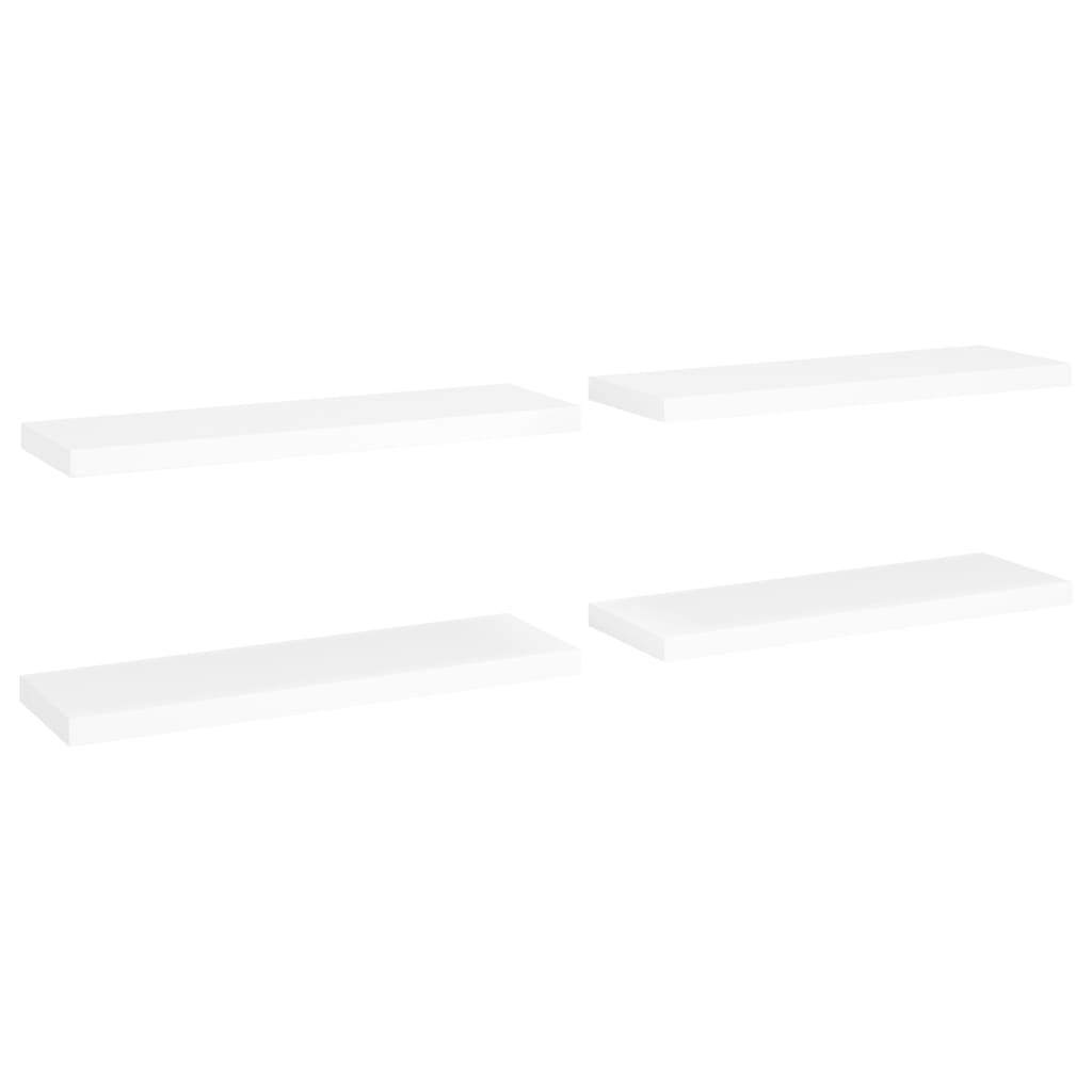 Floating Wall Shelves 4 pcs White 80×23.5×3.8 cm MDF