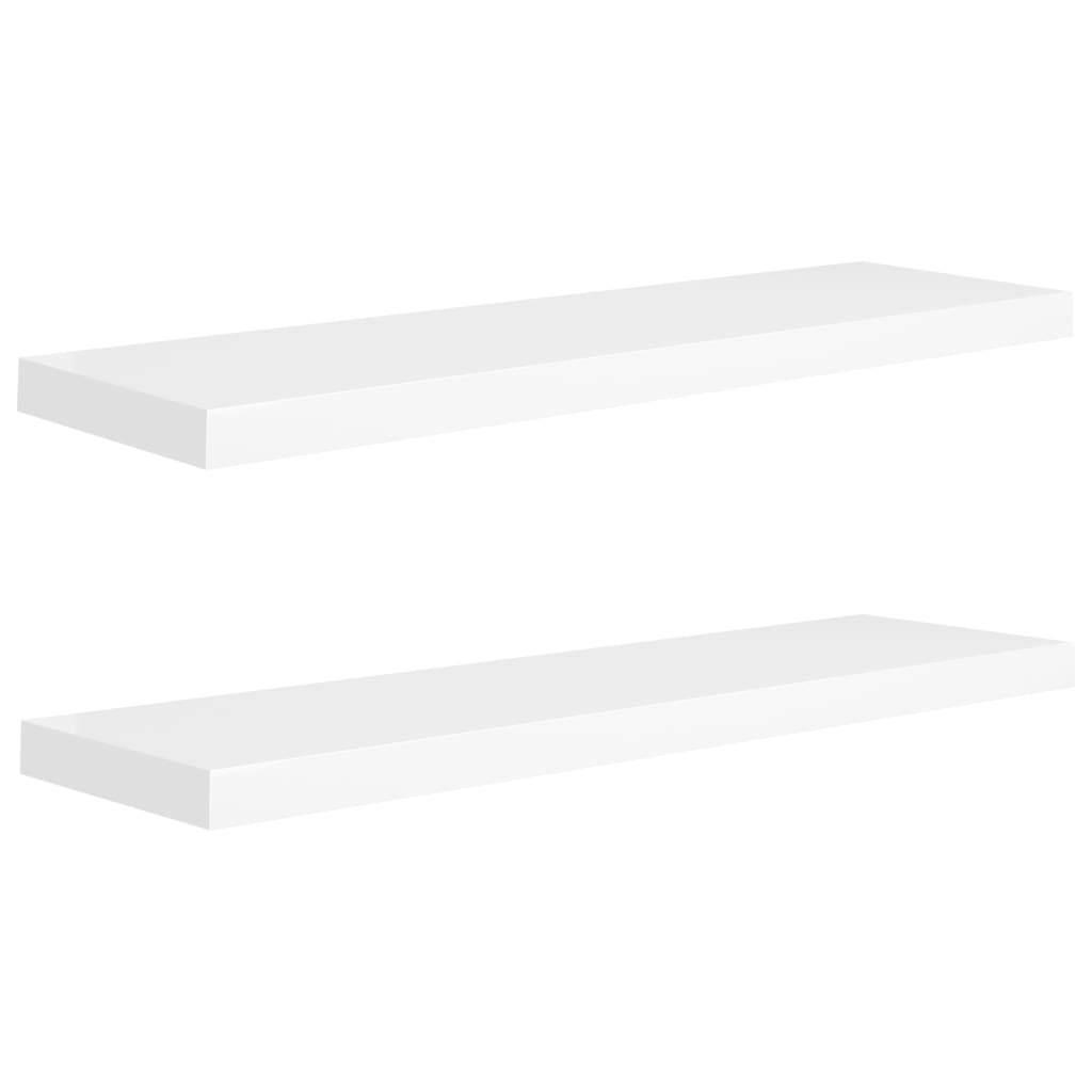 Floating Wall Shelves 2 pcs White 90×23.5×3.8 cm MDF