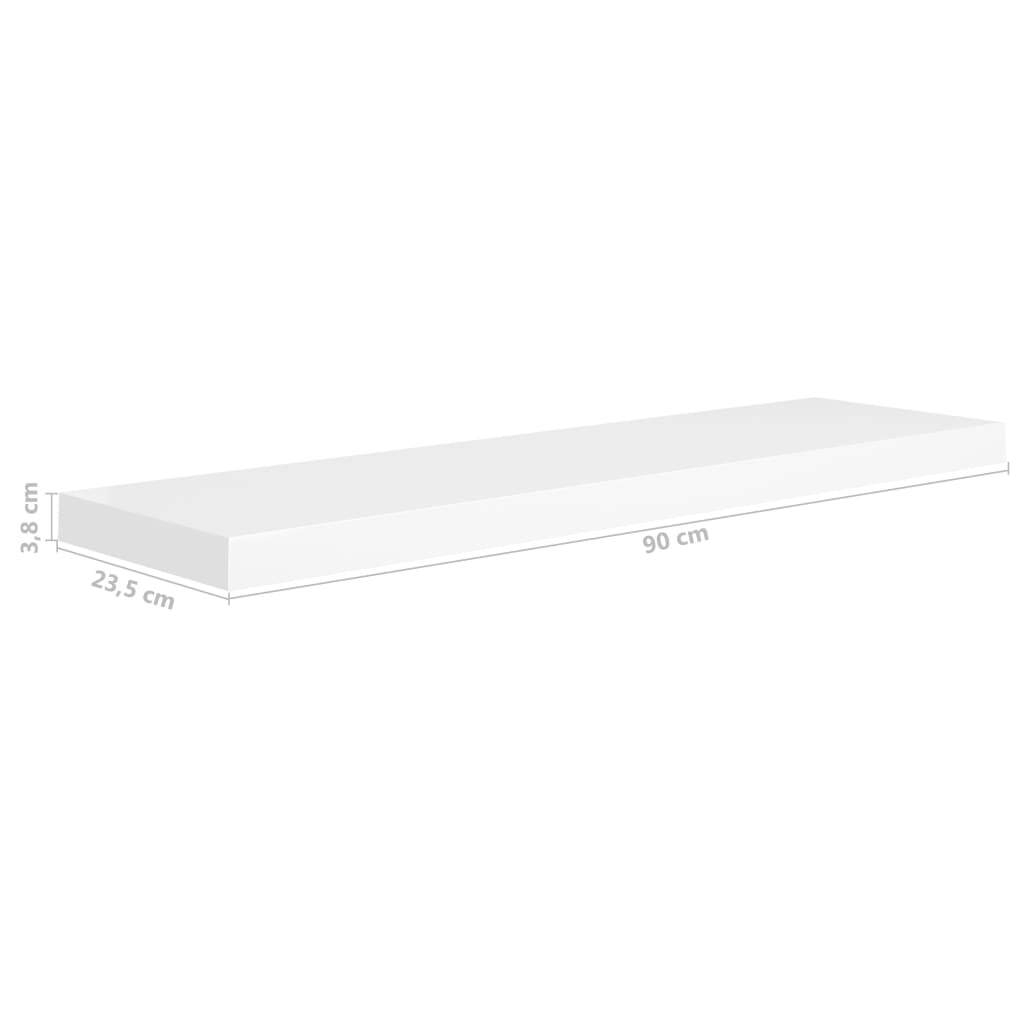 Floating Wall Shelves 2 pcs White 90×23.5×3.8 cm MDF