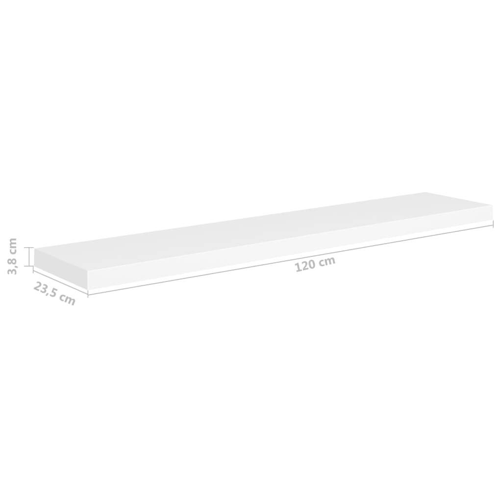 Floating Wall Shelves 2 pcs White 120×23.5×3.8 cm MDF