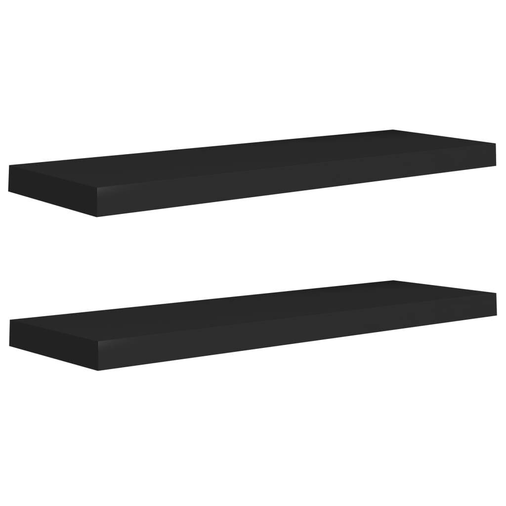 Floating Wall Shelves 2 pcs Black 80×23.5×3.8 cm MDF