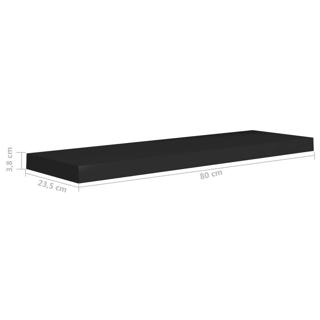 Floating Wall Shelves 2 pcs Black 80×23.5×3.8 cm MDF