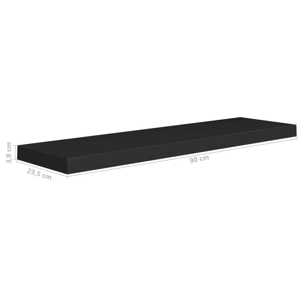 Floating Wall Shelves 2 pcs Black 90×23.5×3.8 cm MDF