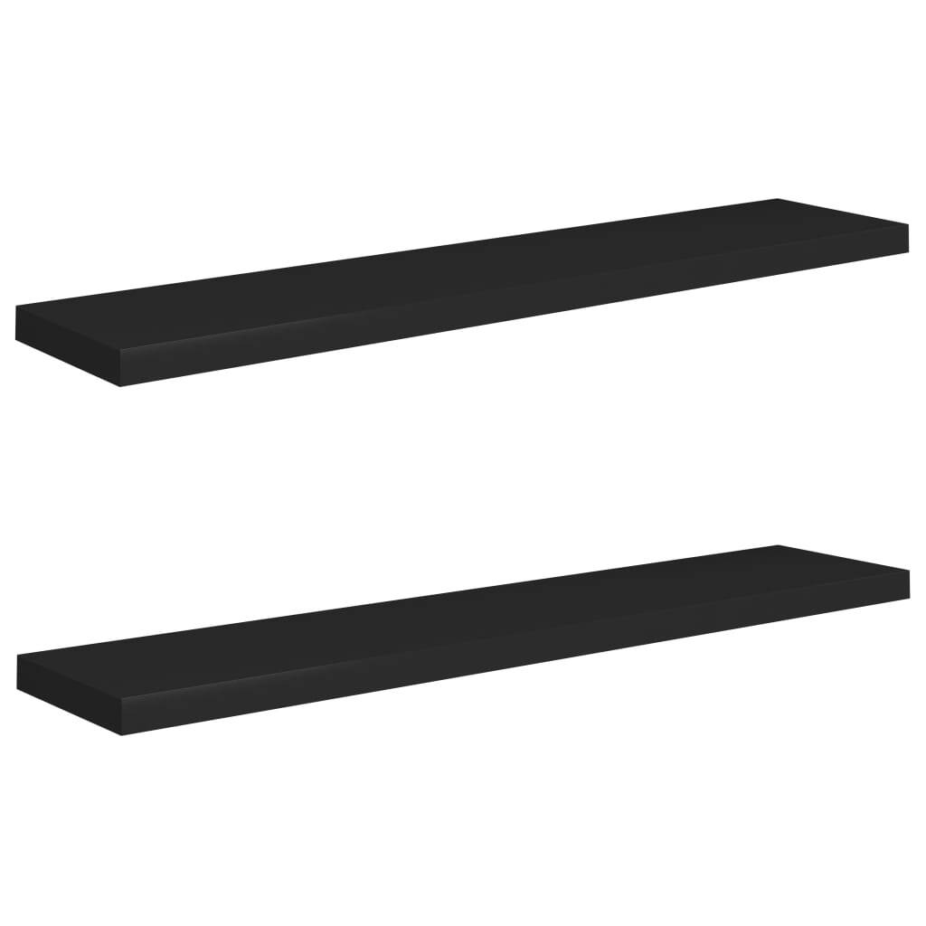 Floating Wall Shelves 2 pcs Black 120×23.5×3.8 cm MDF