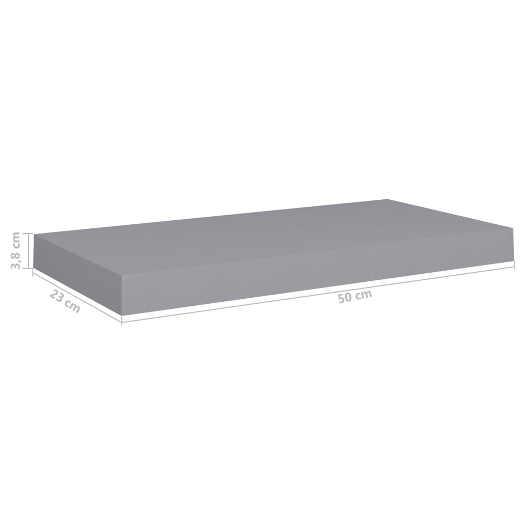 Floating Wall Shelves 2 pcs Grey 50x23x3.8 cm MDF