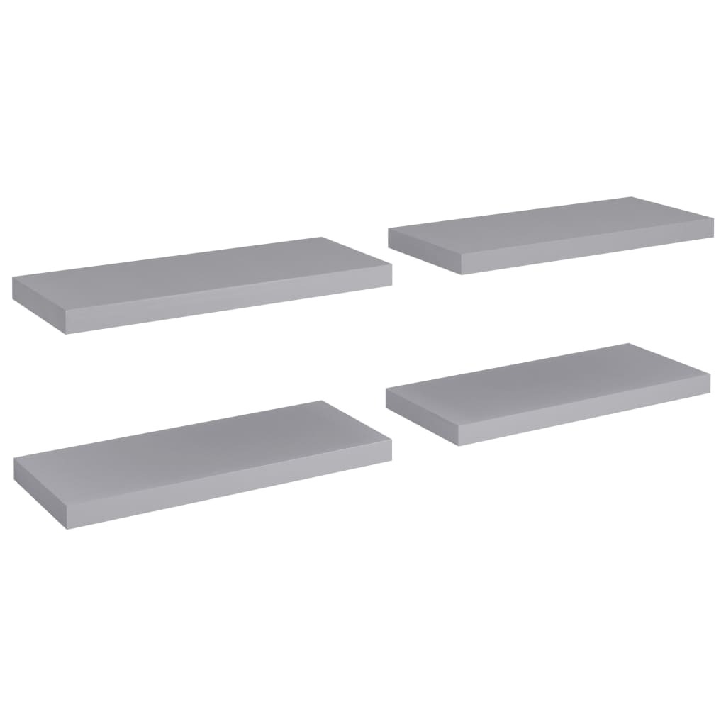 Floating Wall Shelves 4 pcs Grey 60×23.5×3.8 cm MDF